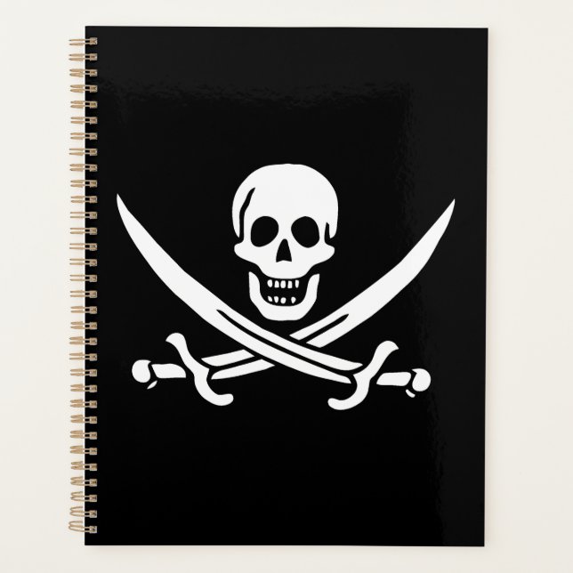 White, Pirate Flag Calico Jack, Skull & Cutlass  Planner (Front)