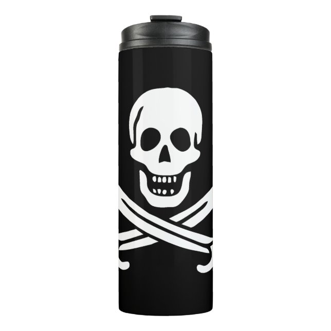White, Pirate Flag Calico Jack, Skull & Cutlass  Thermal Tumbler (Front)