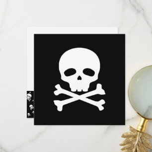 White Pirate Skull on Black Background Thank You Card
