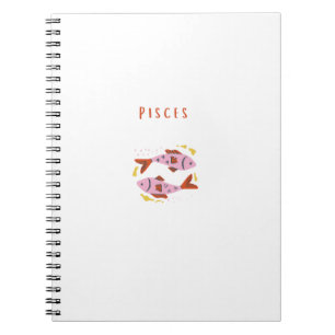 White Pisces, zodiac, star sign print Notebook