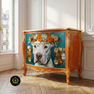 White Pit Bull Decoupage Tissue Paper