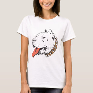 White pitbull dog animation illustration T-Shirt
