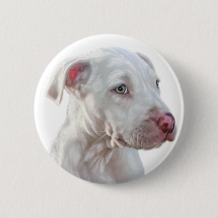 White Pitbull Puppy 6 Cm Round Badge