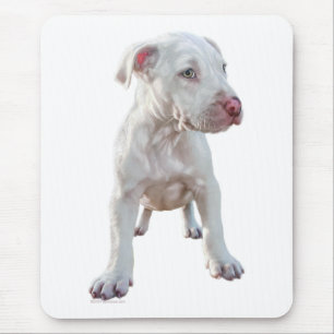 White Pitbull Puppy Mouse Mat