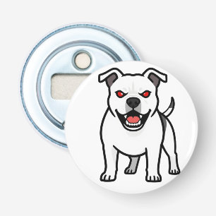 White Pitbull Red Eyes Angry Cartoon Dog Gift Bottle Opener