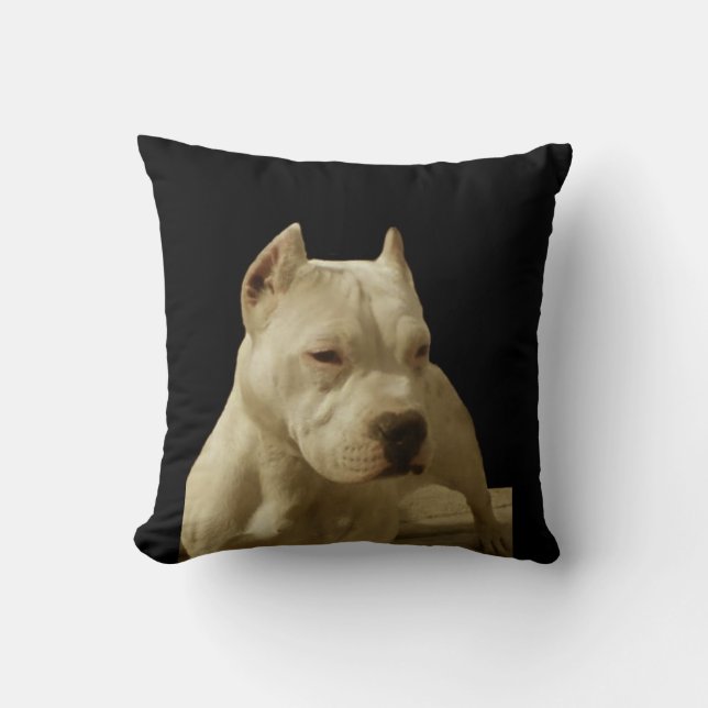 White Pitbull Terrier Cushion (Front)