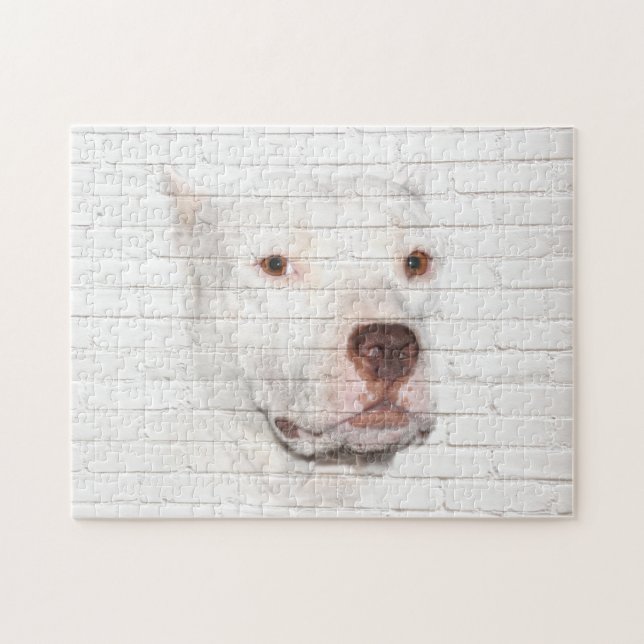White Pitbull Terrier Jigsaw Puzzle (Horizontal)