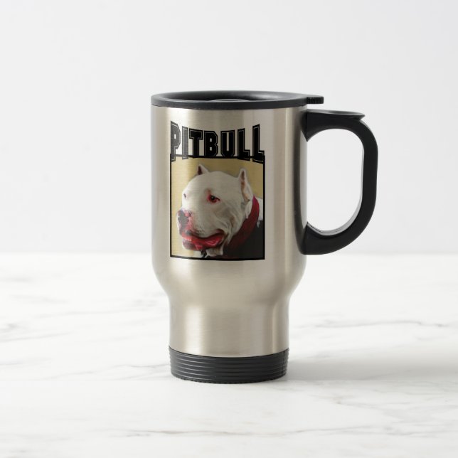 White Pitbull travel mug (Right)