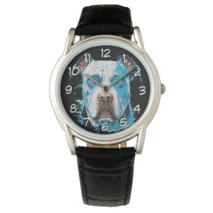 White Pitbull with Blue Eyes Watch