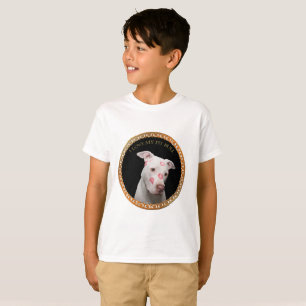 White pitbull with red kisses all over his face. T-Shirt