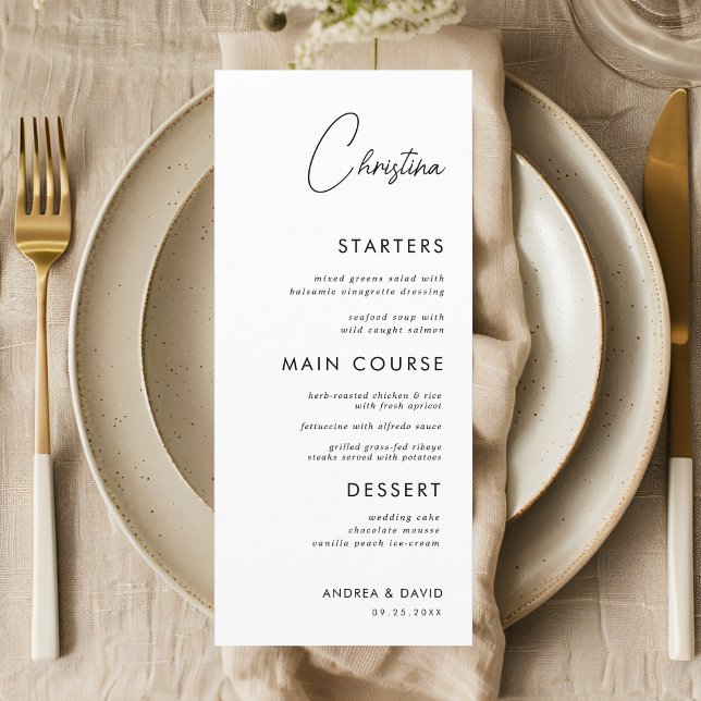 White Place Card Menu with Custom Guest Name (Creator Uploaded)