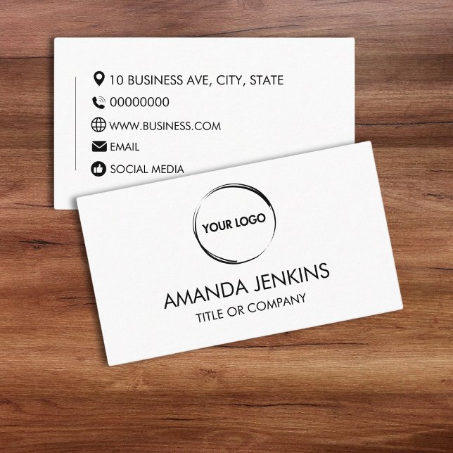 White Plain Generic Design Business Card (generic plain simple business card template)