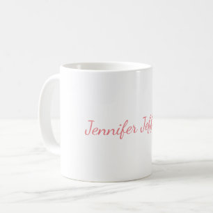 White Plain Modern Handwriting Your Name Coffee Mug