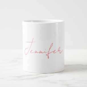 White Plain Modern Handwriting Your Name Large Coffee Mug