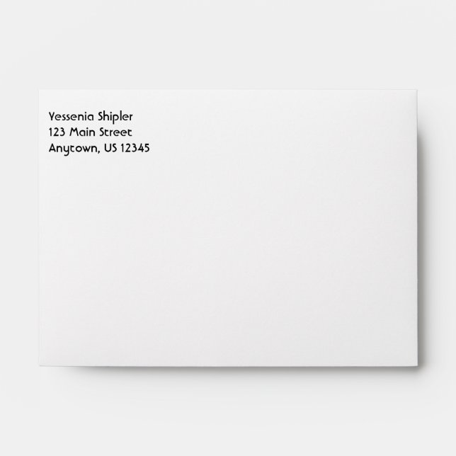 White Plain Simple A6 4x6 Return Address Envelopes (Front)