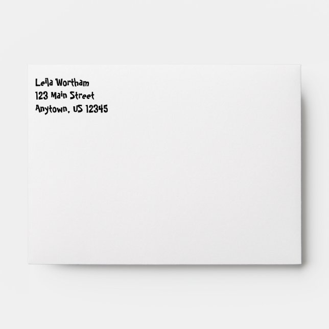 White Plain Simple A6 4x6 Return Address Envelopes (Front)