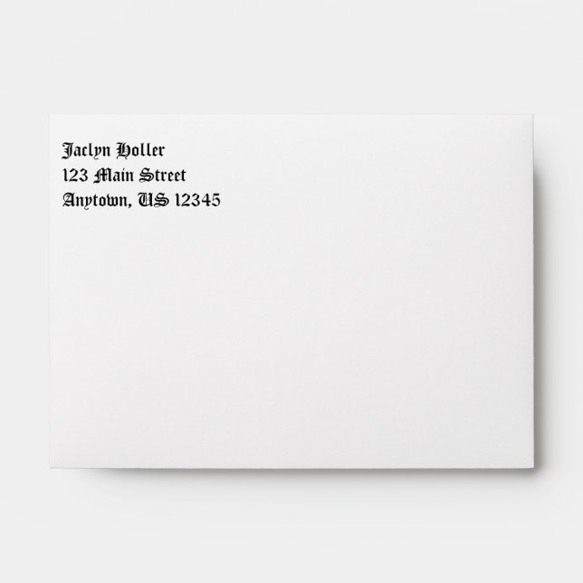 White Plain Simple A6 4x6 Return Address Envelopes (Front)