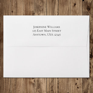 White Plain Simple A7 5x7 Return Address Envelope