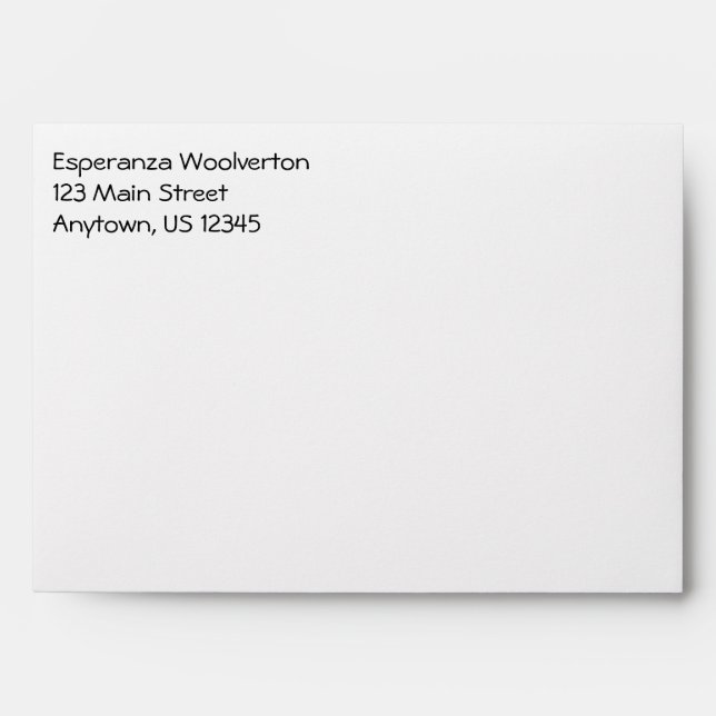 White Plain Simple A7 5x7 Return Address Envelopes (Front)