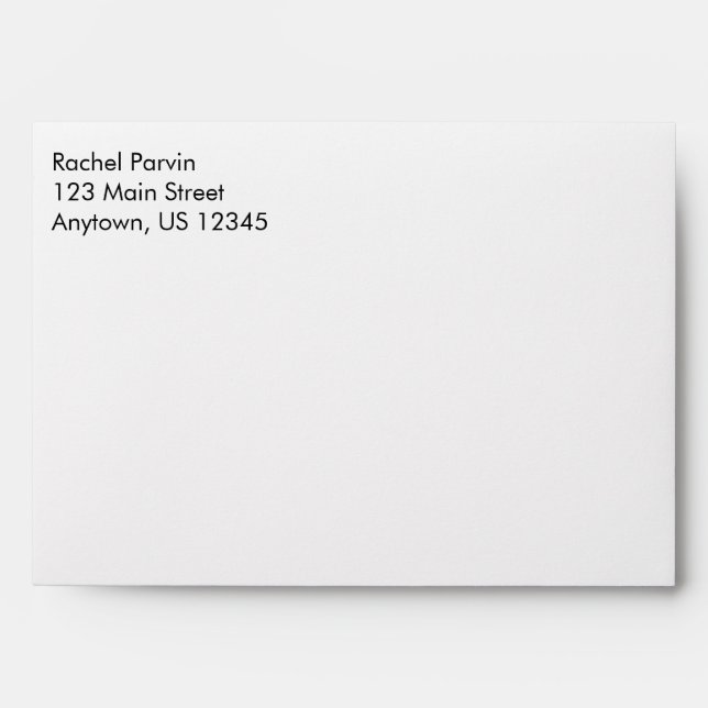 White Plain Simple A7 5x7 Return Address Envelopes (Front)