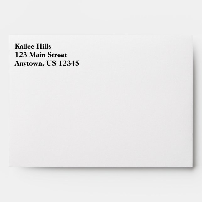 White Plain Simple A7 5x7 Return Address Envelopes (Front)