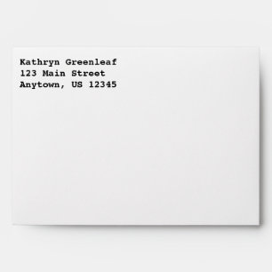 White Plain Simple A7 5x7 Return Address Envelopes