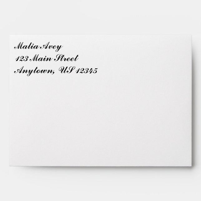 White Plain Simple A7 5x7 Return Address Envelopes (Front)