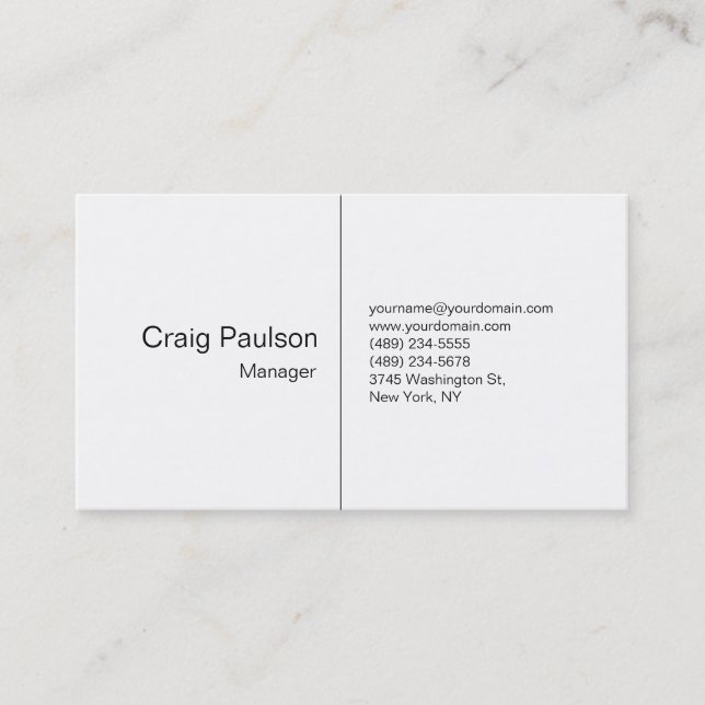 White Plain Simple Modern Style Business Card (Front)