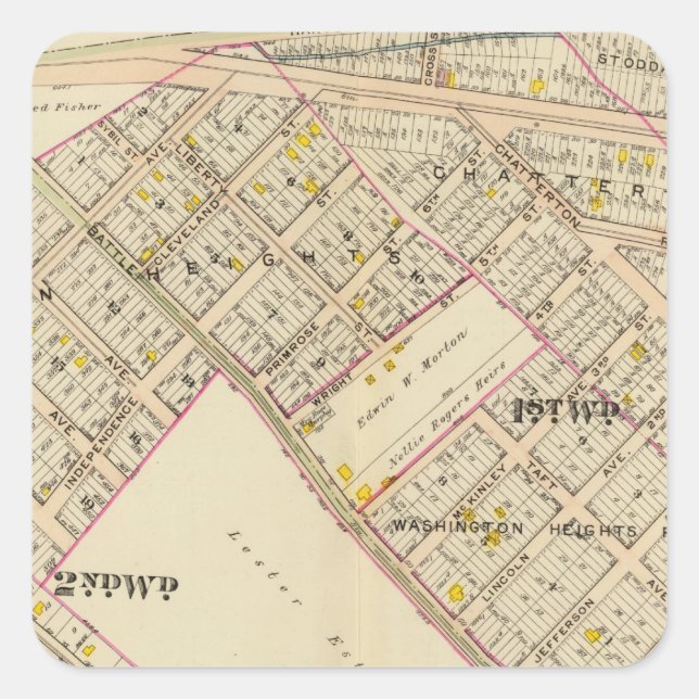 White Plains wards 1-2, New York Square Sticker (Front)