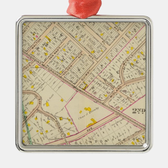 White Plains wards 2-3, New York Metal Tree Decoration (Front)