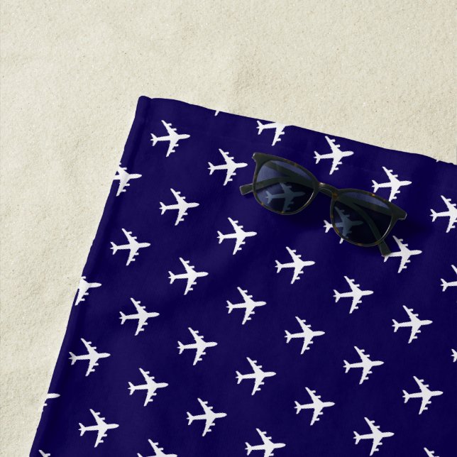 White Planes on Dark Blue Towel for a Pilot (In Situ)
