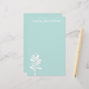 White Plant Flower Minimal Botanical Illustration Stationery