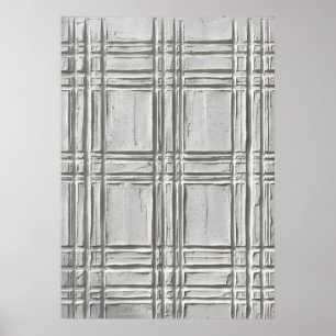 White Plaster Relief Tartan Plaid Textured 3D Mini Poster