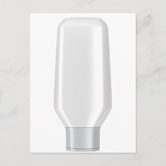 White plastic bottle for shampoo postcard (Front)