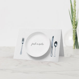white plate with silverware card