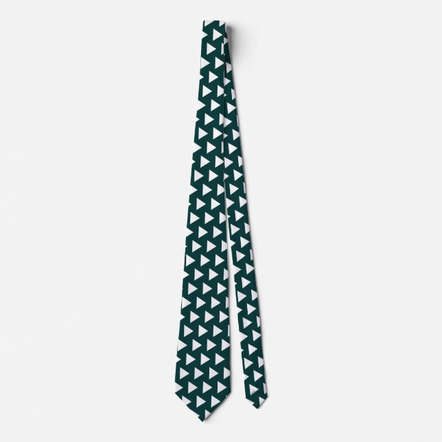 White Play Arrows - Dark Green (003333) Tie (Front)