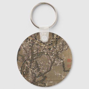 White Plum Blossoms and Moon by Ito Jakuchu Key Ring