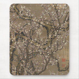 White Plum Blossoms and Moon by Ito Jakuchu Mouse Mat