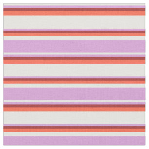 White, Plum, Brown, and Red Lines Fabric