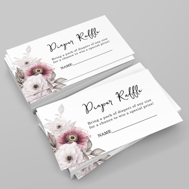 White Plum Floral Diaper Raffle Baby Shower  Enclosure Card (Creator Uploaded)