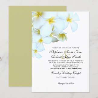 White Plumeria Beach Wedding Invitations