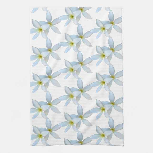 White Plumeria Blooms  Tea Towel (Vertical)
