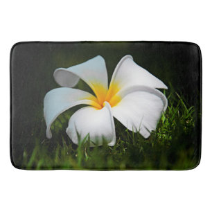 White Plumeria Frangipani Hawaii Flowers Bath Mat