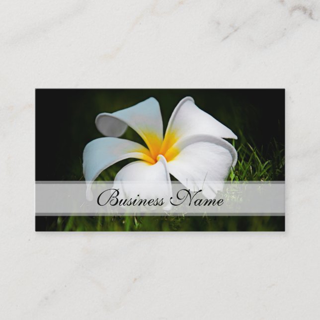White Plumeria Frangipani Hawaii Flowers Business Card (Front)