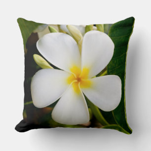 White Plumeria, Hawaii Cushion