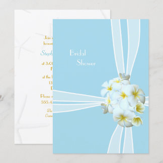 White Plumeria Hawaiian Bridal Shower Invitation