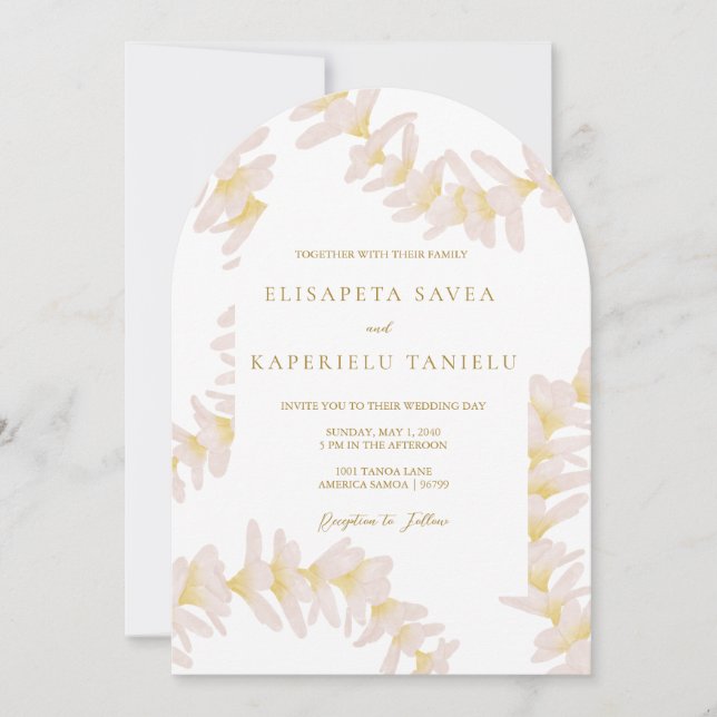 White Plumeria Invitation (Front)