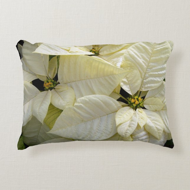 White Poinsettia Accent Pillow (Front)