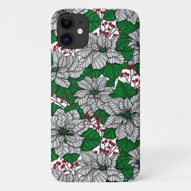 White poinsettia, Christmas pattern Case-Mate iPhone Case (Back)
