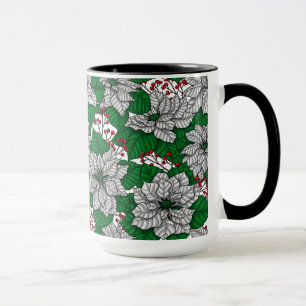 White poinsettia, Christmas pattern Mug